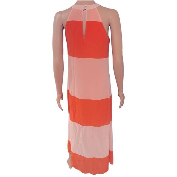 Cremieux Haltered Orange/Peach Stripe Dress Sz XS - Picture 3 of 10